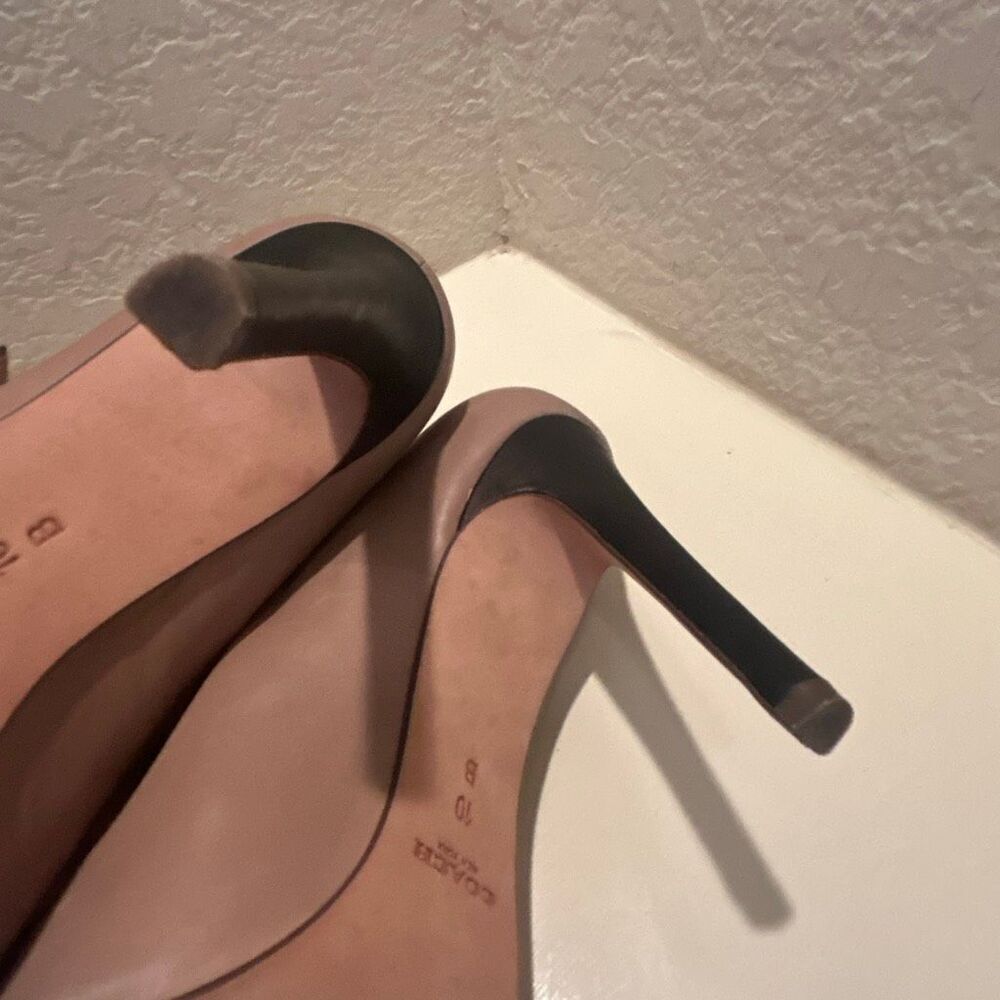 Coach Fulten T-Strap Leather Pump Heels Taupe Brown Contemporary Chic Size 10 - Picture 9 of 14